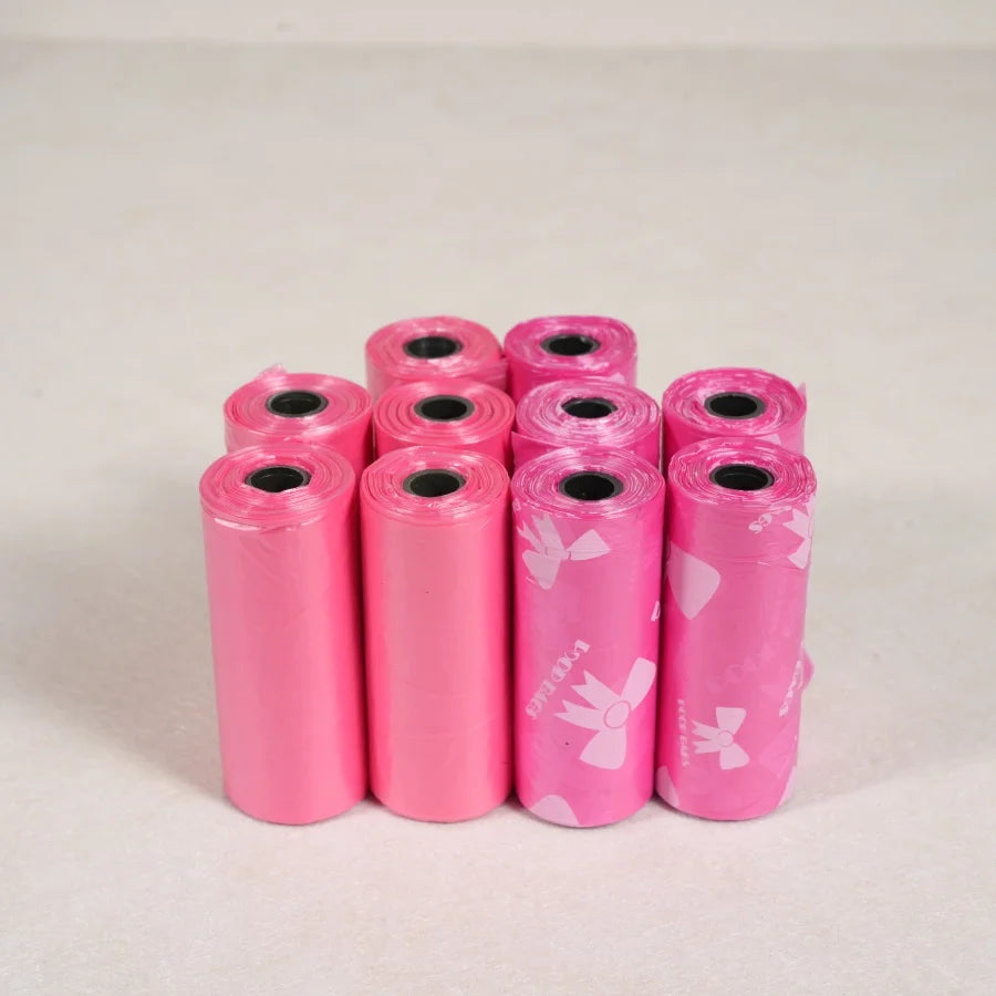 120 Count Extra Thick Leakproof Poop Bags - Vibrant Pink & Purple Designs, High-Quality Polyethylene Trash Bags for Dogs