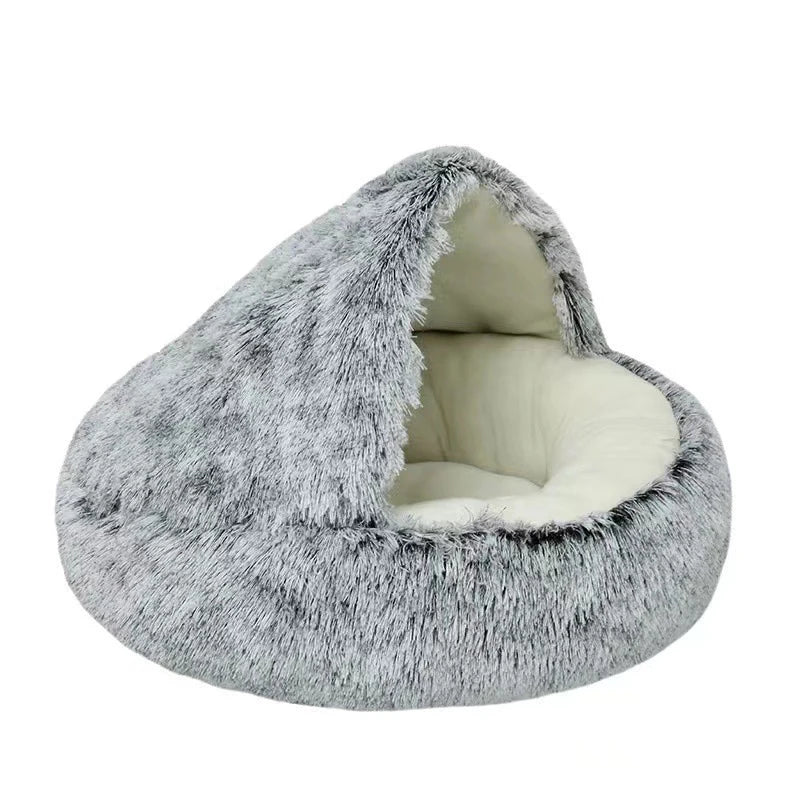 Soft Plush Pet Bed with Cover Round Cat Bed Pet Mattress Warm Cat Dog Sleeping Nest Cave for Small Dogs kitten