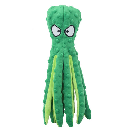1PC Pet plush toys, cartoon stamps, fish skin shells, dog biting and sound-making toys, octopus, cat and dog products