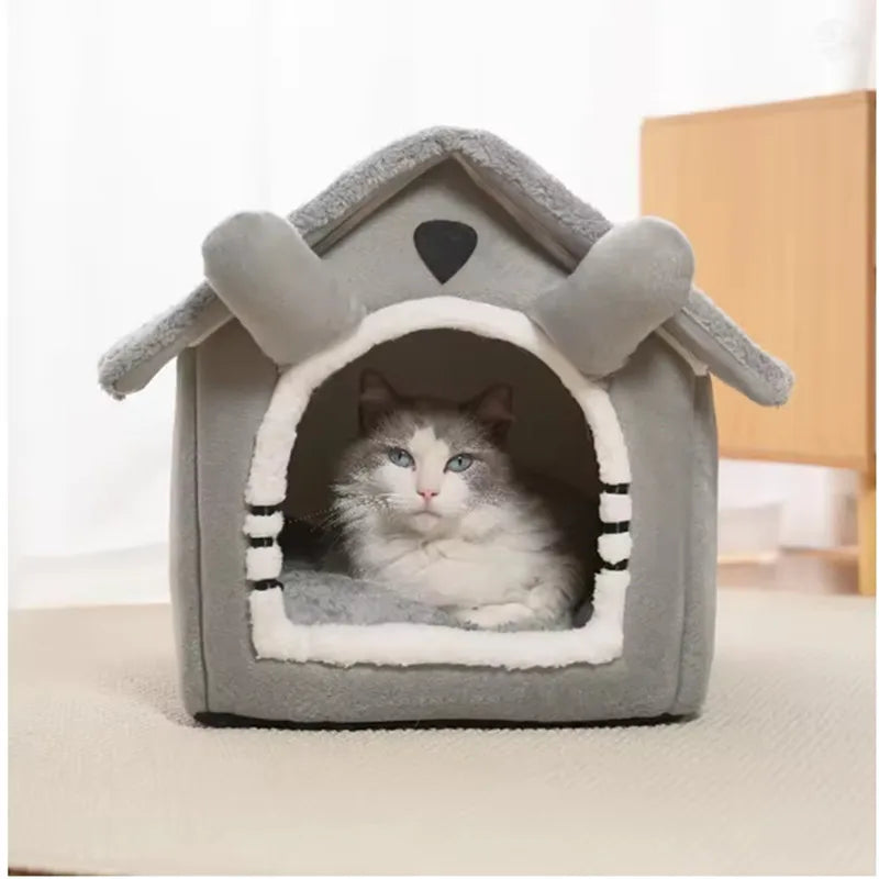 Foldable Pet House Removable Washable Cat House Puppy Cave Sofa Pet Bed House for Extra Small Dogs and Small and Medium Cats