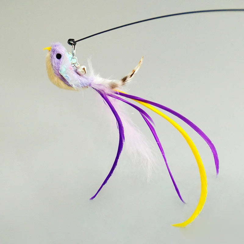 Handfree Bird/Feather Cat Wand with Bell Powerful Suction Cup Interactive Toys for Cats Kitten Hunting Exercise Pet Products