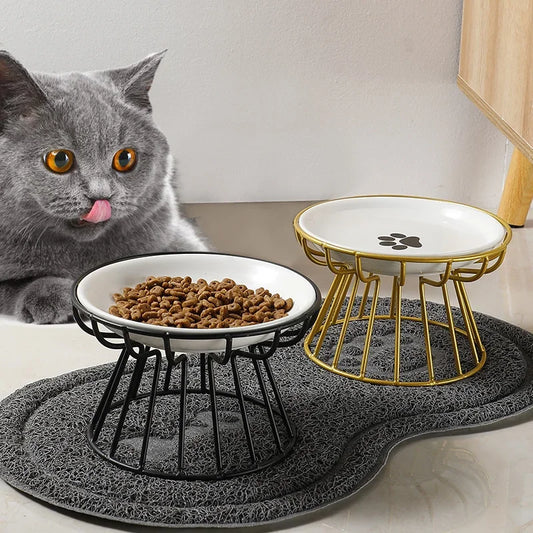 Ceramic Raised Pet Bowl Food Water Treats for Cats &amp.Dogs Supplies Outdoor Feeding Drinking Accessories Doggie Cat Stand Bowl
