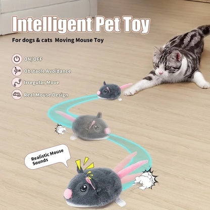 Electric Interactive Mouse Cat Toys Funny Plush Toy Smart Pet Interactive Movement Toys Fast Moving Pet Cat Accessories