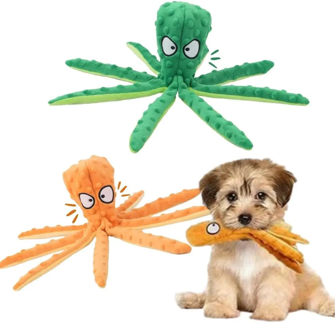 1PC Pet plush toys, cartoon stamps, fish skin shells, dog biting and sound-making toys, octopus, cat and dog products