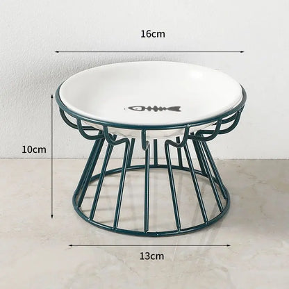 Ceramic Raised Pet Bowl Food Water Treats for Cats &amp.Dogs Supplies Outdoor Feeding Drinking Accessories Doggie Cat Stand Bowl