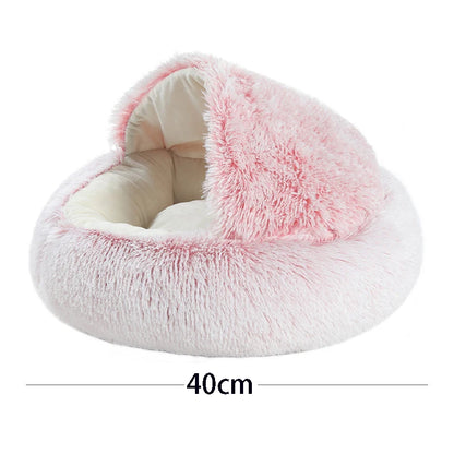 Soft Plush Pet Bed with Cover Round Cat Bed Pet Mattress Warm   Cat Dog  Sleeping Nest Cave for Small Dogs kitten