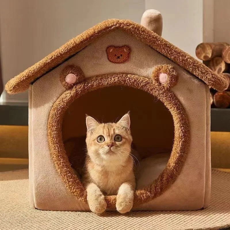 Foldable Pet House Removable Washable Cat House Puppy Cave Sofa Pet Bed House for Extra Small Dogs and Small and Medium Cats