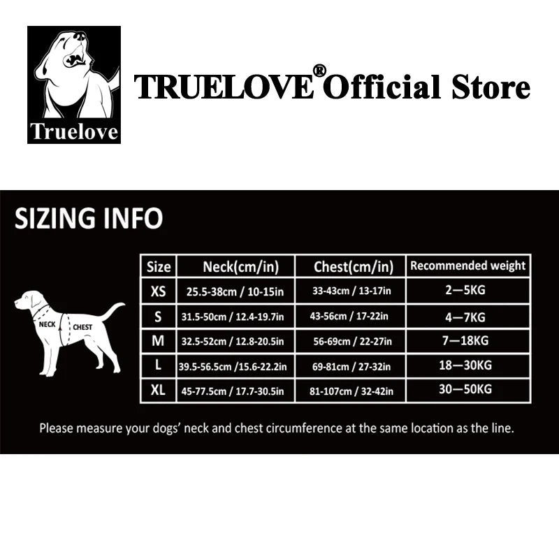 Truelove Pet Harness Small Medium Large Split Dog Fashion Outdoor