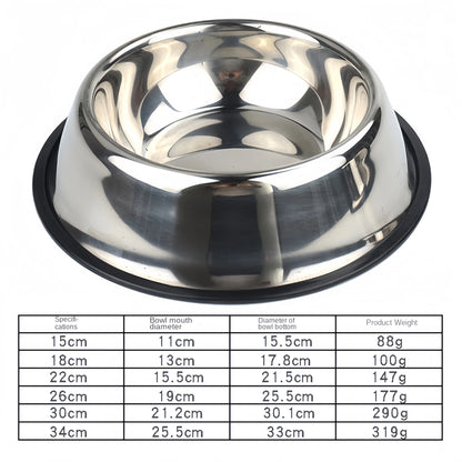 Pet Dog Cat Stainless Steel Bowl Pet Feeding Bowl Cat and Dog Drinking Bowl Metal Feeder Bowl Durable Easy To Clean 6 Sizes