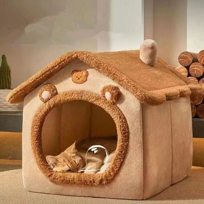 Foldable Pet House Removable Washable Cat House Puppy Cave Sofa Pet Bed House for Extra Small Dogs and Small and Medium Cats