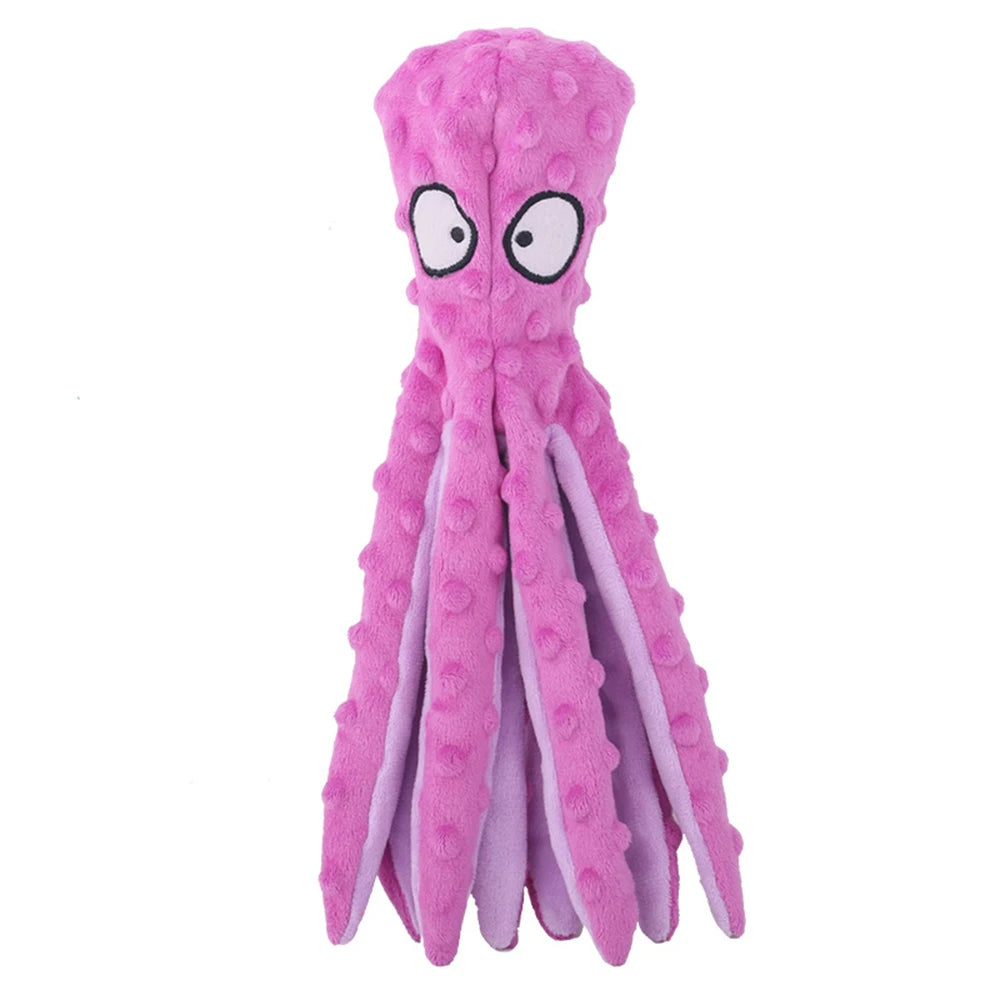 1PC Pet plush toys, cartoon stamps, fish skin shells, dog biting and sound-making toys, octopus, cat and dog products