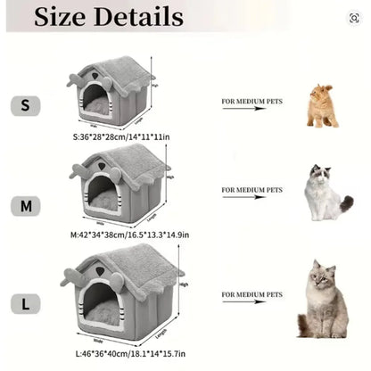 Foldable Pet House Removable Washable Cat House Puppy Cave Sofa Pet Bed House for Extra Small Dogs and Small and Medium Cats